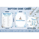 Baptism Game Cards, Christening Games Card, Bible Games, Church Finish The Phrase Game Set, 25 Game Cards For Christian Baptism First Holy Communion Baby Shower, 02