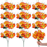 12 Bundles Artificial Pansies For Outdoors Thanksgiving Fall Faux Silk Outdoor Flowers Uv Resistant Outdoor Fake Pansies For Planter Pot Floral Home Decor Indoor Garden Porch Patio(Orange)