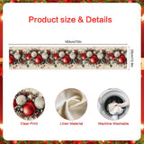 Christmas Table Runner Linen Tablerunner - Merry Xmas Table Decor With Balls Holly Leaves Berries Pine Cones Branches Perfect For Rustic Winter Holiday Kitchen Dining, Party, Mantel 13×72Inches(1 Pcs)