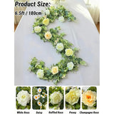 Artificial Eucalyptus Garland (Roses, Peonies, Daisies); Artificial Flower Garland For Weddings, Parties, Backdrops. Artificial Rose Vine For Home Decor, Table Decor, Door & Hanging Decor.