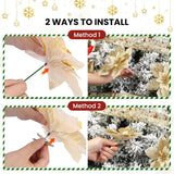 24Pcs 6"& 9 Inch Large Gold Artificial Poinsettia Christmas Flowers Decoration,Glitter Faux Ornaments For Xmas Tree Wreath Garlands New Year Home Decor, Gold