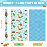Dinosaur Reversible Wrapping Paper Roll - 1 Roll 17' X 33 Ft Happy Birthday Wrapping Paper Kids Dinosaur Gift Wrap Roll Boys Party Favor Polka Dot Design