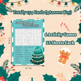 154 Pcs Christmas Games Sets Christmas Party Games Card For Family,Christmas Word Search Word Scramble Riddles Code Break For Christmas Winter Festival Activity Party Supplies