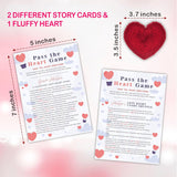Valentine'S Day Left Right Story, Pass The Heart Game, 2 Story Cards & A Red Fluffy Heart, Valentine'S Day Party Games & Supplies - A03