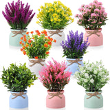 8 Pcs Large Artificial Potted Flowers Fake Potted Plants Plastic Faux Flowers For Home Decor Indoor Artificial Plants In Pots For Wedding Home Desk Tabletop Outdoor Office Kitchen