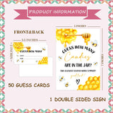 Honey Bee Baby Shower Game, Guess How Many Candies Are In The Jar, Pack Of 1 Sign And 50 Guessing Cards, Baby Shower Decoration, Gender Neutral - 08