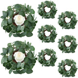 8 Pcs Candle Rings Artificial Eucalyptus Leaves Wreaths Candle Rings Wreaths Greenery Wreath Candle Rings For Pillars Boho Wreath Pillar Candleholders For Wedding Party Home Table Door (,)
