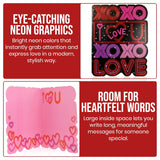 Jumbo Valentine'S Day Greeting Card With Envelope, Neon Love Design, Giant Oversized Romantic Card For Him Her, 11 X 14 Inch