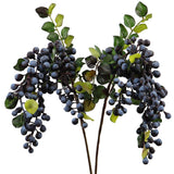 2Pcs Artificial Blueberries Fake Berries Stems Hanging Spray Frosted Blueberry Fall Floral Picks For Wreath Thanksgiving Decoration