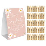 Don'T Say Baby Game For Baby Shower, 50 Wooden Clothespins And One Sign, White Daisy Theme, Pins For Baby Shower Decorations, Gender Reveal Games, Baby Shower Supplies-Bb10