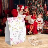 Don'T Say Baby Game,Christmas Baby Shower Game,50 Wooden Clothespins And One Sign, Christmas Baby Shower Decorations, Christmas Gender Reveal-Dsbb09