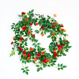 6Ft Bendable Rose Vine With Butterflies, Wildflower Garland Hanging Floral Garland For Wall Decor Trellis Fence Home Room Decoration (Orange, 2Pcs)
