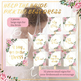 33 Pieces Say Yes To The Dress Signs Paddles Wedding Dress Shopping Signs With Wood Sticks And Double Side Tape For Bridesmaids And Brides Bachelorette Party Games Gifts