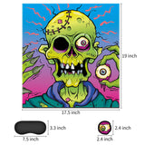 Pin The Eyeball On The Zombie Halloween Party Game, Zombie Game Poster With 24 Pieces Zombie Eyeballs Stickers And 6 Pieces Black Eye Mask