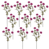 10 Pcs 27" Artificial Faux 4 Heads Kiku Ball Mum,Pom Pom Balls Stem Diy Home Office Shop Wedding Flower Bouquets Aesthetic Room Decoration, Floral Arrangements Centerpiece Decor (Magenta)