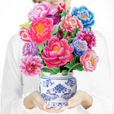 Pop Up Flower Card, 3D Paper Flowers Bouquet, Birthday, Thank You, Get Well Greeting Cards With Note Card & Envelope, Peony
