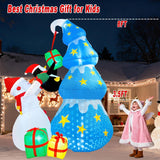 8Ft Christmas Inflatables Snowman Yard Decoration, Blow Up Christmas Tree Penguin Gift Box Outdoor Decorations With Fall
