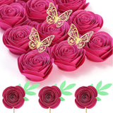 3D Rolled Roses Paper Flowers Decorations For Custom Shadow Box Frame, Graduation Cap, Mini Artificial Crafts Diy Gift Décor For Mother Day (18 Pieces, Rose Red)