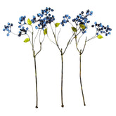 18 Inch Artificial Blueberry Fruits Branches Fake Berries Blue Decorative For Wedding Diy Garland And Holiday Ornaments Pack Of 3 Blue
