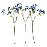 18 Inch Artificial Blueberry Fruits Branches Fake Berries Blue Decorative For Wedding Diy Garland And Holiday Ornaments Pack Of 3 Blue