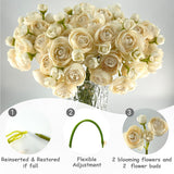 24Pcs Ranunculus Artificial Flower Faux Silk Mini Ranunculus Flowers For Diy Bouquet,Bulk Fake Wedding Filler Flowers For Centerpieces Arrangements Bridal Shower Decorations, Cream
