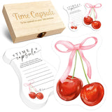 Baby Time Capsule Box 1St Birthday - Time Capsul For First Birthday Party Games, Guest Messages & Milestone Memories For Baby Boy Or Girl, 50 Pcs Bow Cherry Theme Cards -A02