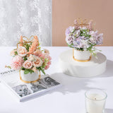 Set Of 2 Led Artificial Flowers Potted Fake Pink And Purple Flowers Hanging Potted Plants For Home Living Room Office Party Decor Decoration