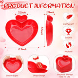 12 Pack Valentine'S Day Heart Shaped Bowls Bulk 8.3 Inch Red Plastic Bowls And 12 Cocktail Picks Heart Shaped Dessert Dishes Salad Plates For Dinner Valentine Party Supplies Table Decoration