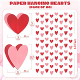 80 Red Pink Heart Garland - Valentines Love Heart Hanging Garlands, Heart Streamers Hanging For Galentines Valentine'S Day Decorations (No Diy)
