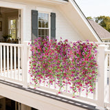 Artificial Hanging Flowers For Outdoor, 2Pcs Fake Flowers Faux Silk Daisy With Eucalyptus Leaves, Uv Resistant Aritificial Flowers For Spring Home Patio Yard Porch Decor (Light Purple Red)