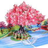 Cherry Blossom Tree Pop Up Cards, 3D Swans Couple Anniversary, Birthday Cards 6"X 8", Gift For Birthday, Wedding, Valentines, Thank You, All Occasion For Women, Wife, Mom, Her, Girlfriend, Daughter