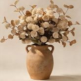 10Pcs Long Stem Artificial Flowers With Eucalyptus For Vase,20" Tall Beige Fake Silk Pompon Mum Flower Bulk Arrangement For Home Living Room Decor (Beige,10Pcs)