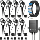 All-In-One Led Landscape Lighting Kit, 8-Pack Low Voltage Landscape Lights With Transformer And 65Ft Ul-Listed Wire, 3000K Waterproof Outdoor Uplights With Connectors For Yard House Garden Tree