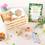 71 Pcs Baby Shower Games Blocks Include 57 Wooden Blank Blocks, 24 Marker, A Block Game Sign And A Blocks Box For Baby Shower Favors Games Prizes Boy And Girls Gender Reveal Party Game