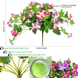 Artificial Flowers-Outdoors 2Pcs Spring Faux Morning Glory Look Real Silk Flowers For Outside Planter Uv Resistant Fake Flowers For Home Garden Balcony Yard Porch Deco Faux Petunias Flower