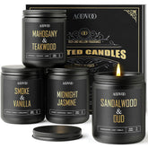 Scented Candles For Men - 4 Pack Candles For Home Scented, 36Oz Soy Wax, 200 Hour Burn Time, Men Candle Set, Sandalwood Oud/Mahogany Teakwood/Smoke Vanilla/Jasmine Candle Set A