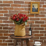Fluehouzz Artificial Roses Flowers Fake Silk Rose Bouquet 12 Heads 2 Packs Of Realistic Blossom Roses For Home Wedding Party Floral Decoration Table Centerpieces, Burgundy
