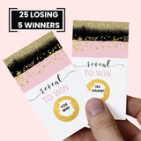 Blush & Gold Scratch-Off Game Cards For Bridal, Baby Showers, Weddings, Raffles - 28 Pack
