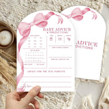 Pink Bow Baby Predictions And Advice Cards - 30Pcs Gender Reveal Games For Guests, 5 X 7 In Baby Shower Activities For Guests, Gender Neutral Decor Table Decorations For New Parents