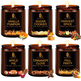 Winter Candles, 6 Pack Soy Candle Set, Winter Scented Candles For Home, Holiday Christmas Gifts For Women Men, Scents Of Sugar Cookies/Vanilla Pumpkin/Cinnamon Clove/Apple Pie/Harvest Spice/Fall Party