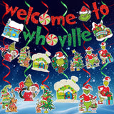 Red And Green Welcome To Whoville Banner And Christmas Hanging Decorations For Kids Boy And Girl Merry Christmas Decorations For Toy And Game