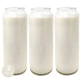 9 Day White Prayer Candle In Glass Jar- 3 Pack - Memory Candle For Religious, Memorial, Vigil And Emergency - 100% Vegetable Oil Wax