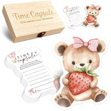 Baby Time Capsule Box 1St Birthday - Time Capsul For First Birthday Party Games, Guest Messages & Milestone Memories For Baby Boy Or Girl, 50 Pcs Strawberry Bear Theme Cards -A10