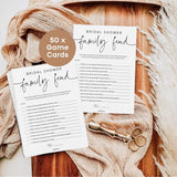 Bridal Shower Games, 50 Bridal Shower Family Feud Game Cards, Wedding Shower Game Activity, 50 Guests, Minimalist