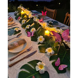 72Pcs Hawaiian Party Decor Set (Artificial Plumeria Flowers, Monstera Leaves, Butterflies & Glue) For Beach Luau, Summer Party, Jungle Theme Wedding, Birthday Table Decor