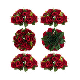 Flower Balls Wedding Rose Centerpieces: 6 Pcs Crimson Fake Flowers Kissing Balls Decor Artificial Floral Arrangements Flower Bouquet Of Roses Home Party Table Diy Decorations