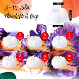 6 Pcs Flower Pour Cup For Paint Pouring 5-10 Slots Acrylic Paint Pouring Split Cup Multi Slot Acrylic Tools Reverse Flower Dip Fluid Painting Supplies(White)