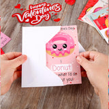 ?24 Pcs Valentine'S Day Cards With Envelopes And Stickers, Hearts And Donuts Themed Greeting Cards, Kids Classroom Exchange, Wedding Cards, Valentines Party Favorites, 8 Designs?