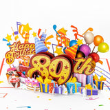 3D Pop Up Happy 89Th Birthday Card – Red Design With Glitter Numbers, Balloons, Cakes & Gifts – Unique Bday Card For Dad, Mom, Husband, Wife, Man Or Woman – 5" X 7"