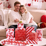 Valentines Wrapping Paper Rolls - 3 Roll 17”X 120” Happy Valentines Day Gift Wrap Supply Red Love Heart Stripe Design Girls Princess Style For Women Valentine Date Favor